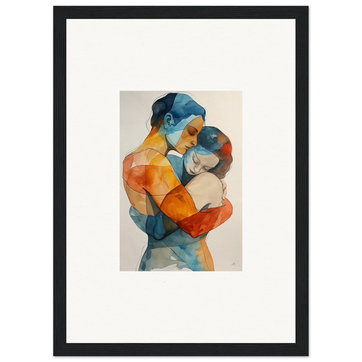 Watercolor painting of two figures embracing, perfect for Dreaming Touchpoint Ballerina decor