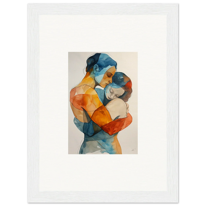 Watercolor canvas print of two embracing figures for dreamy room decoration