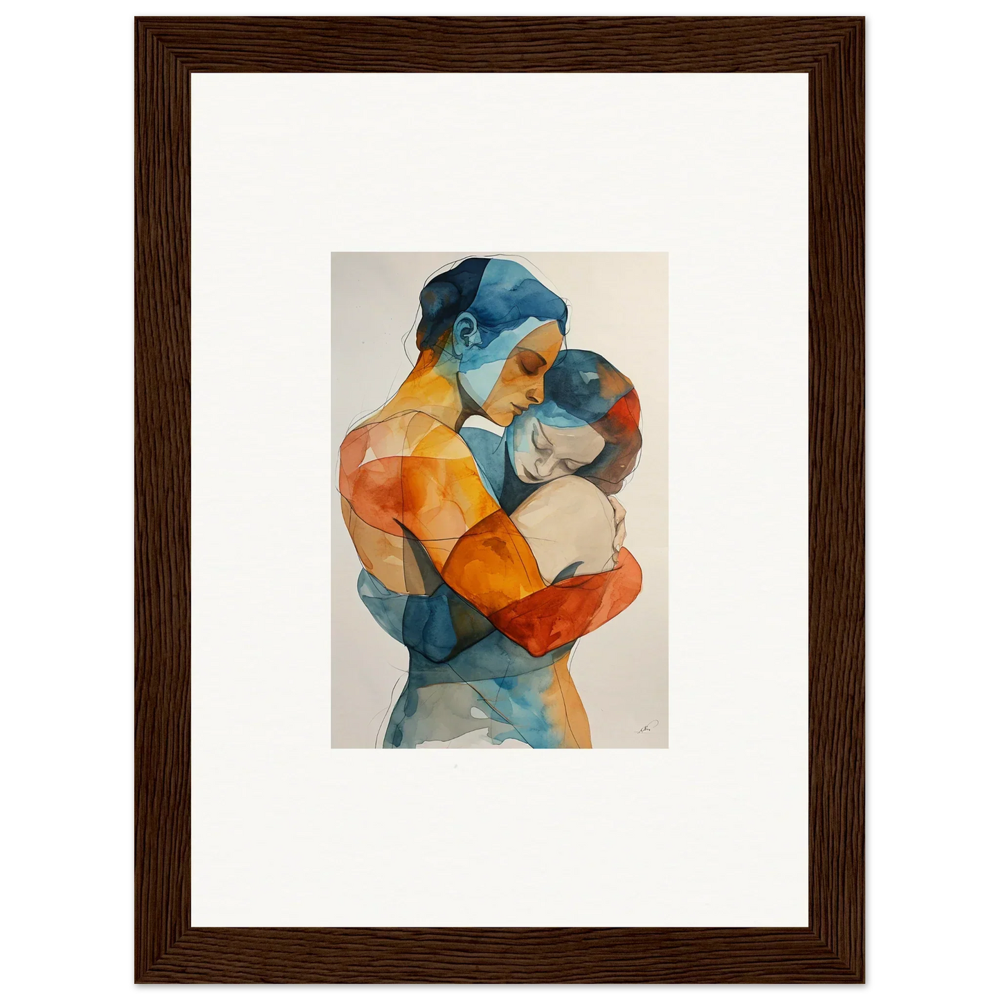 Colorful Watercolor of Embracing Couple for Touchpoint Ballerina Canvas Print Room Decoration