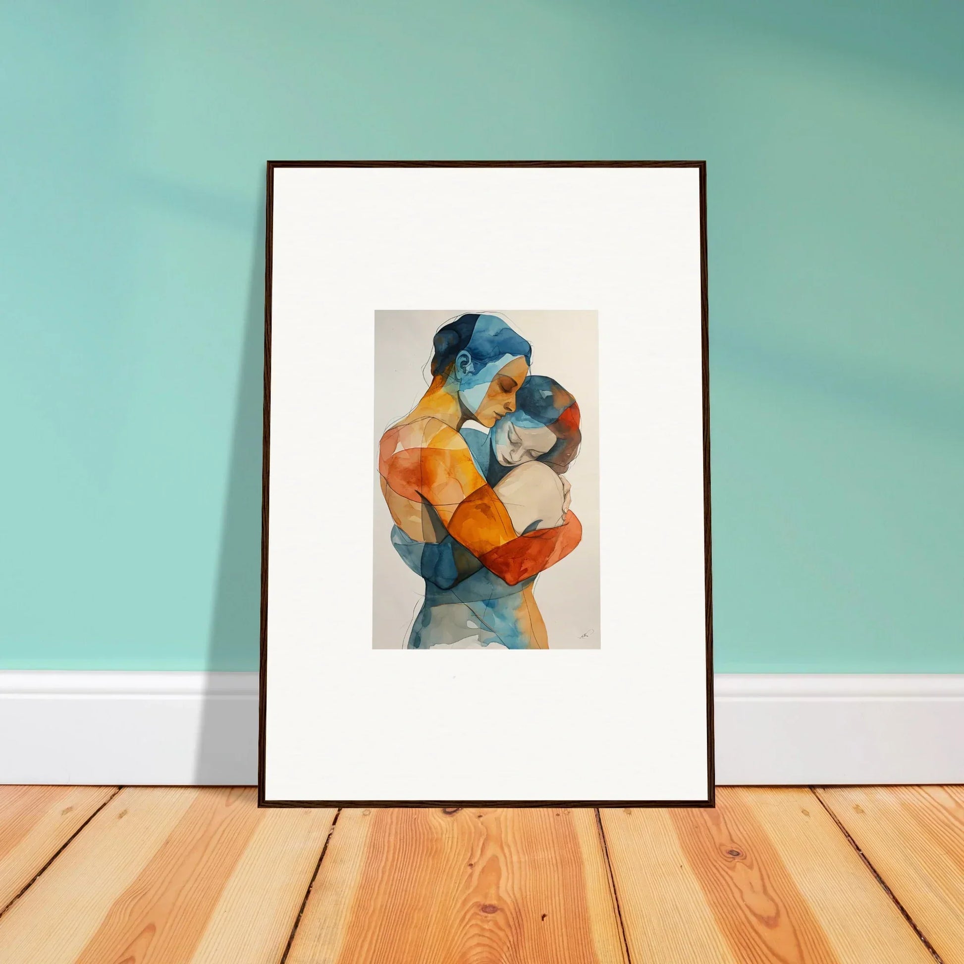 Framed canvas print of colorful embrace, perfect for Touchpoint Ballerina room decoration