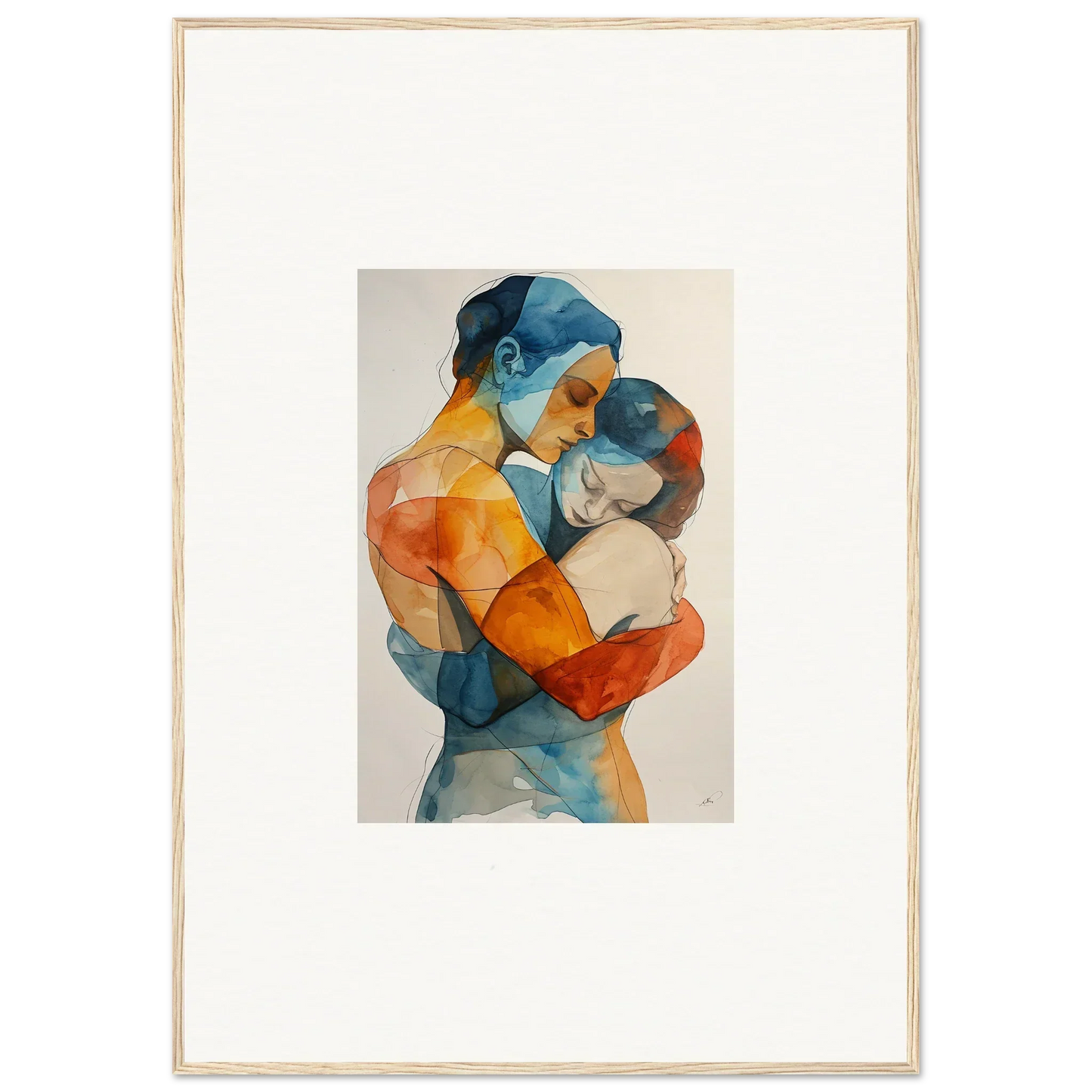 Abstract watercolor of two embracing figures in bold colors for Touchpoint Ballerina canvas print