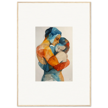 Abstract watercolor of two embracing figures in bold colors for Touchpoint Ballerina canvas print