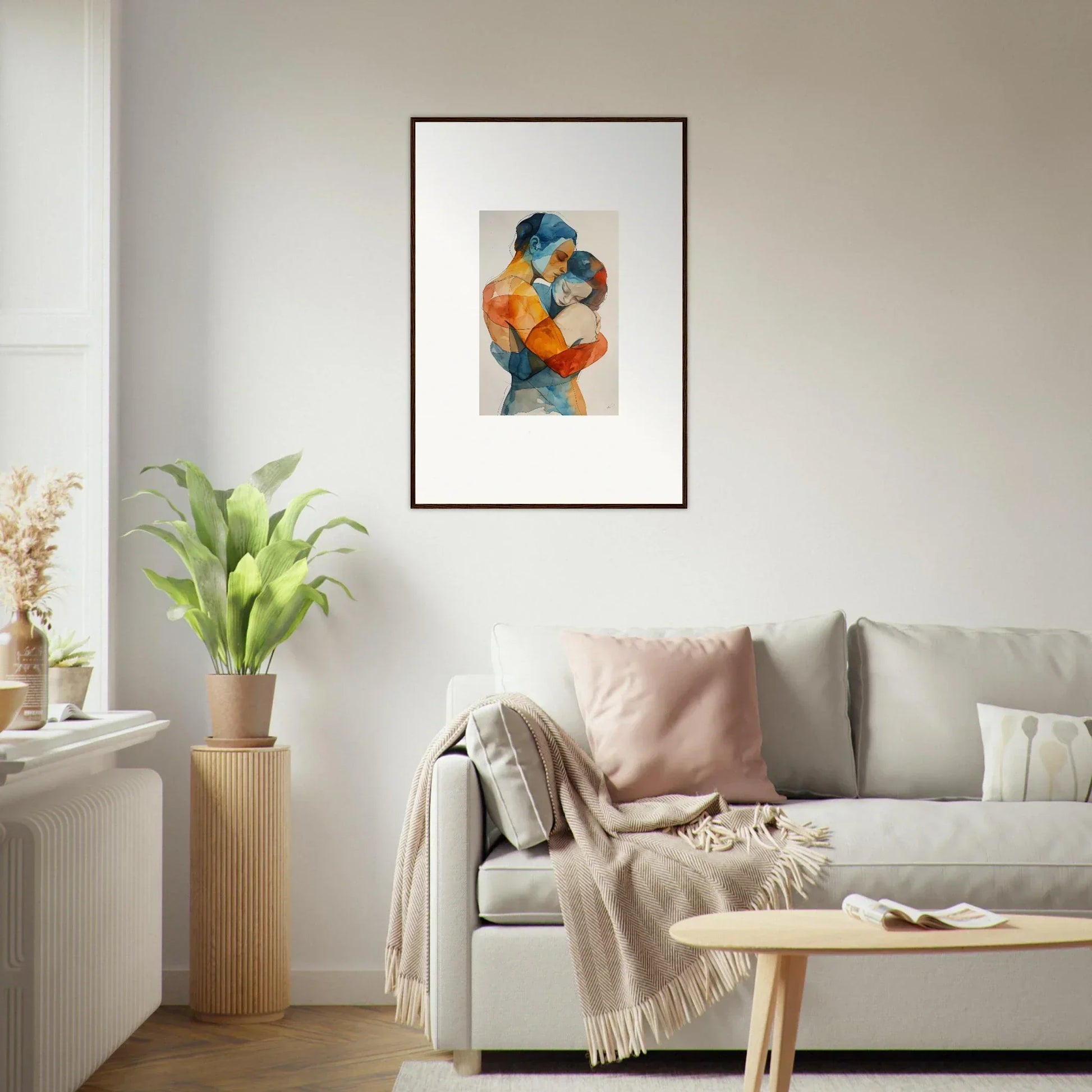 Framed abstract canvas print of intertwined figures for a vibrant touchpoint ballerina room decoration