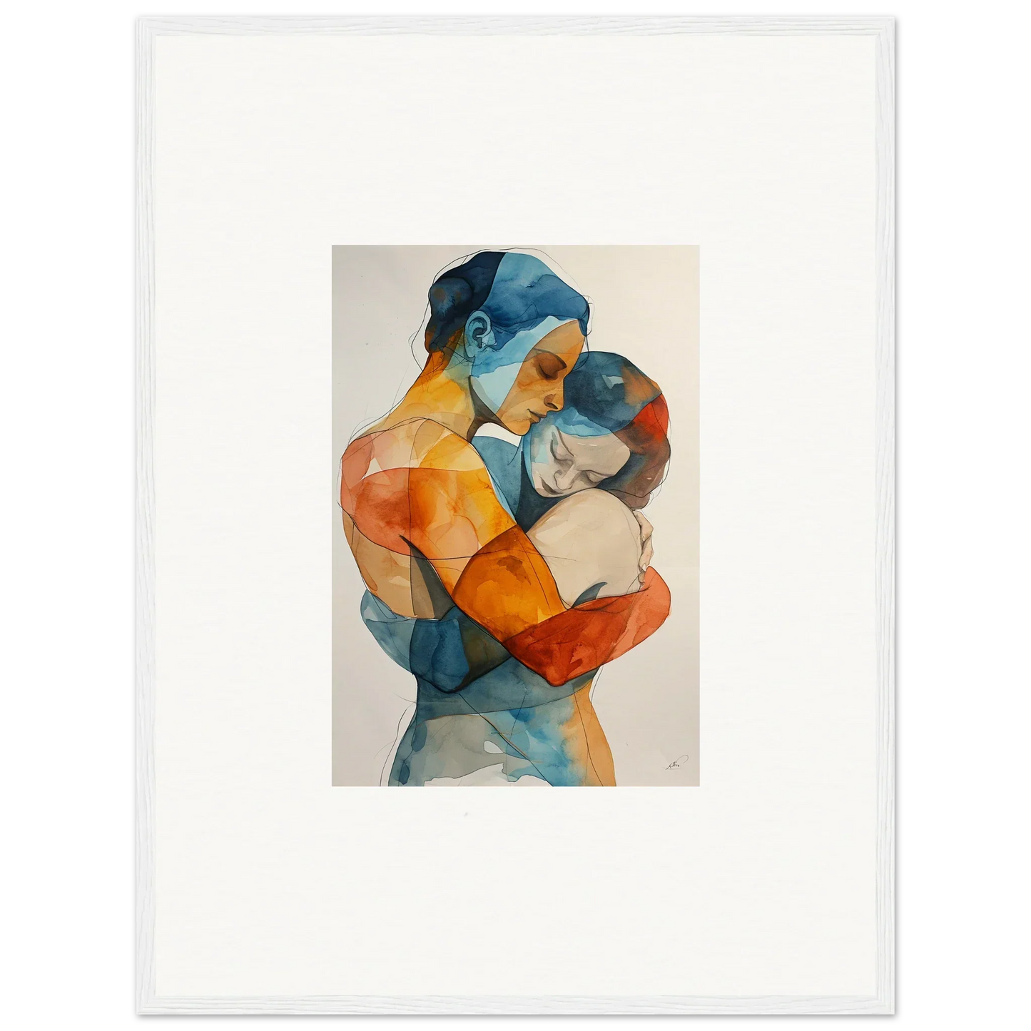 Colorful watercolor painting of embracing figures for Dreaming Touchpoint Ballerina canvas print