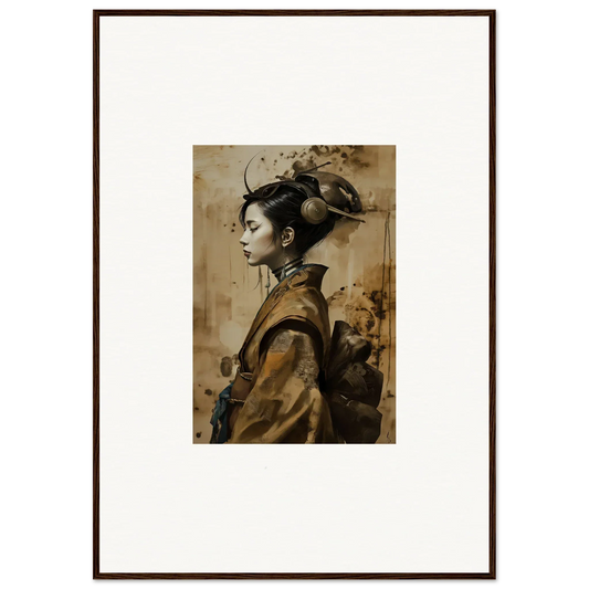 Framed portrait of a woman in traditional East Asian attire for room decoration as Whisper Muse canvas print