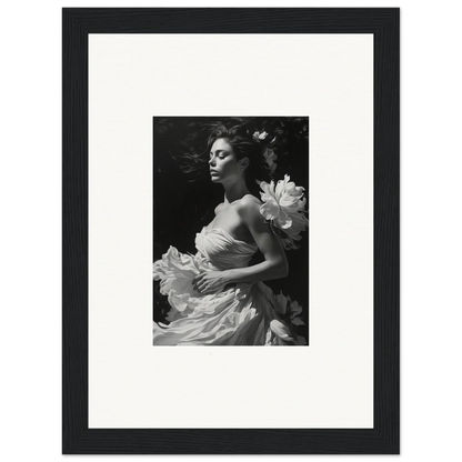 Black and white canvas print of woman in elegant dress for blossom expanse room decoration