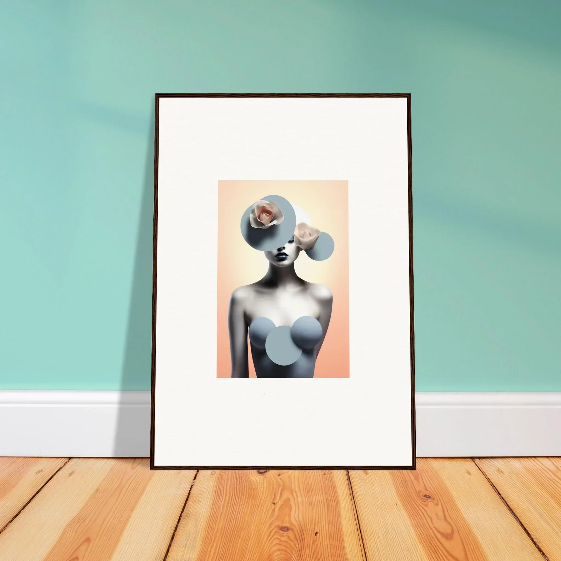 Surrealist canvas print of a female figure in Dreamlike Ceramic Reverie for unique room decoration