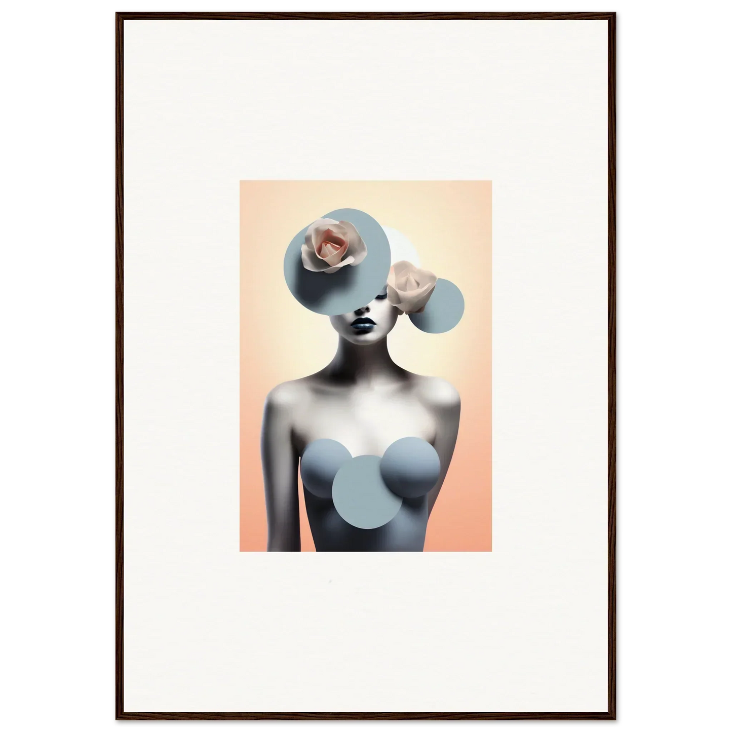 Surrealist portrait featuring pale blue elements perfect for ceramic reverie room decoration