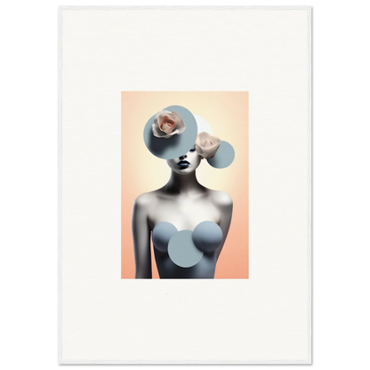 Surrealist portrait with blue shapes, perfect for your ceramic reverie room decoration