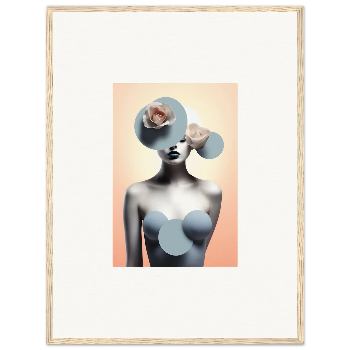 Surrealist portrait with blue overlays, perfect for your Dreamlike Ceramic Reverie room decoration