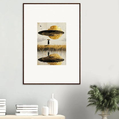 Surreal UFO artwork on canvas print, perfect for your Airborne Crown room decoration