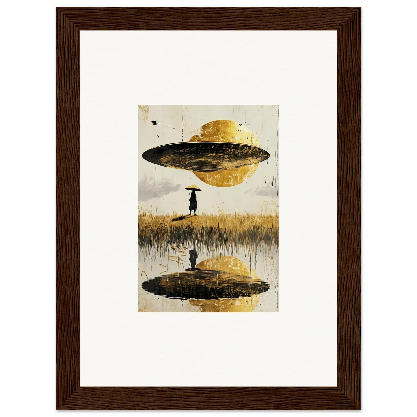 UFO-like object resembling Saturn over a field for a cool Airborne Crown canvas print