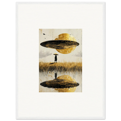 UFO-like airborne crown canvas print over a field, perfect for room decoration