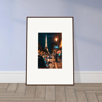 Framed wall art of a Parisian street with the Eiffel Tower, perfect for room decoration