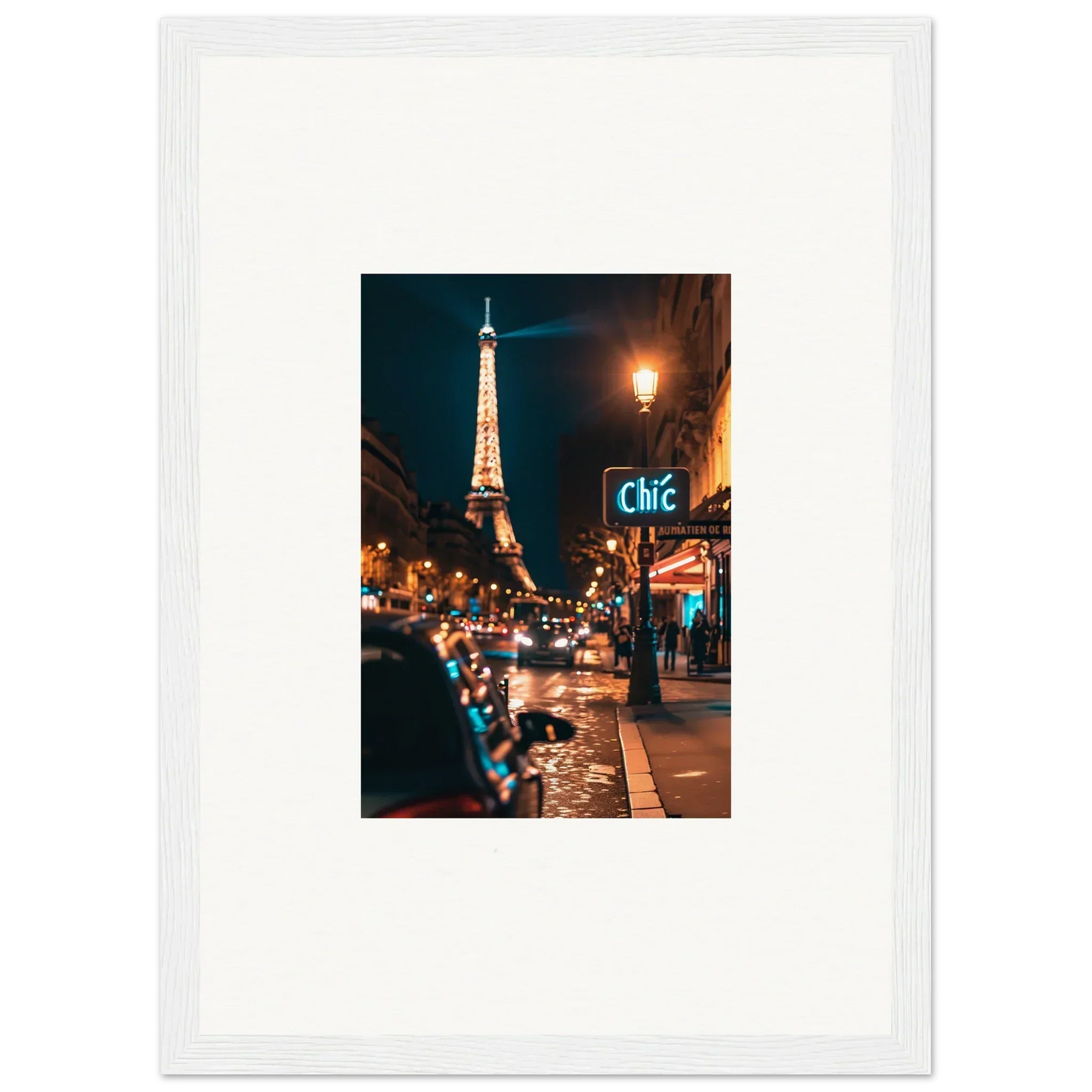 Illuminated Eiffel Tower at night, perfect canvas print for dreamy room decoration