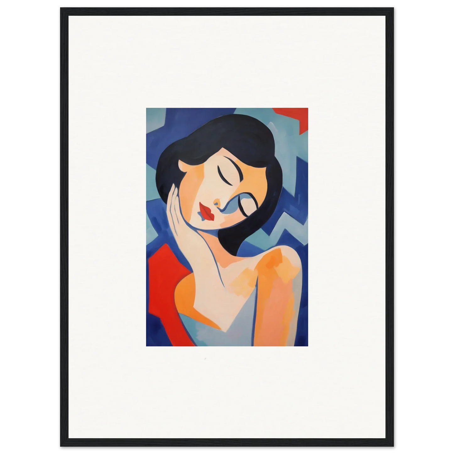 Stylized portrait of a woman resting, perfect for dreams elegance room decoration