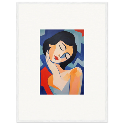 Stylized portrait of a woman with closed eyes, perfect for dreams elegance room decoration