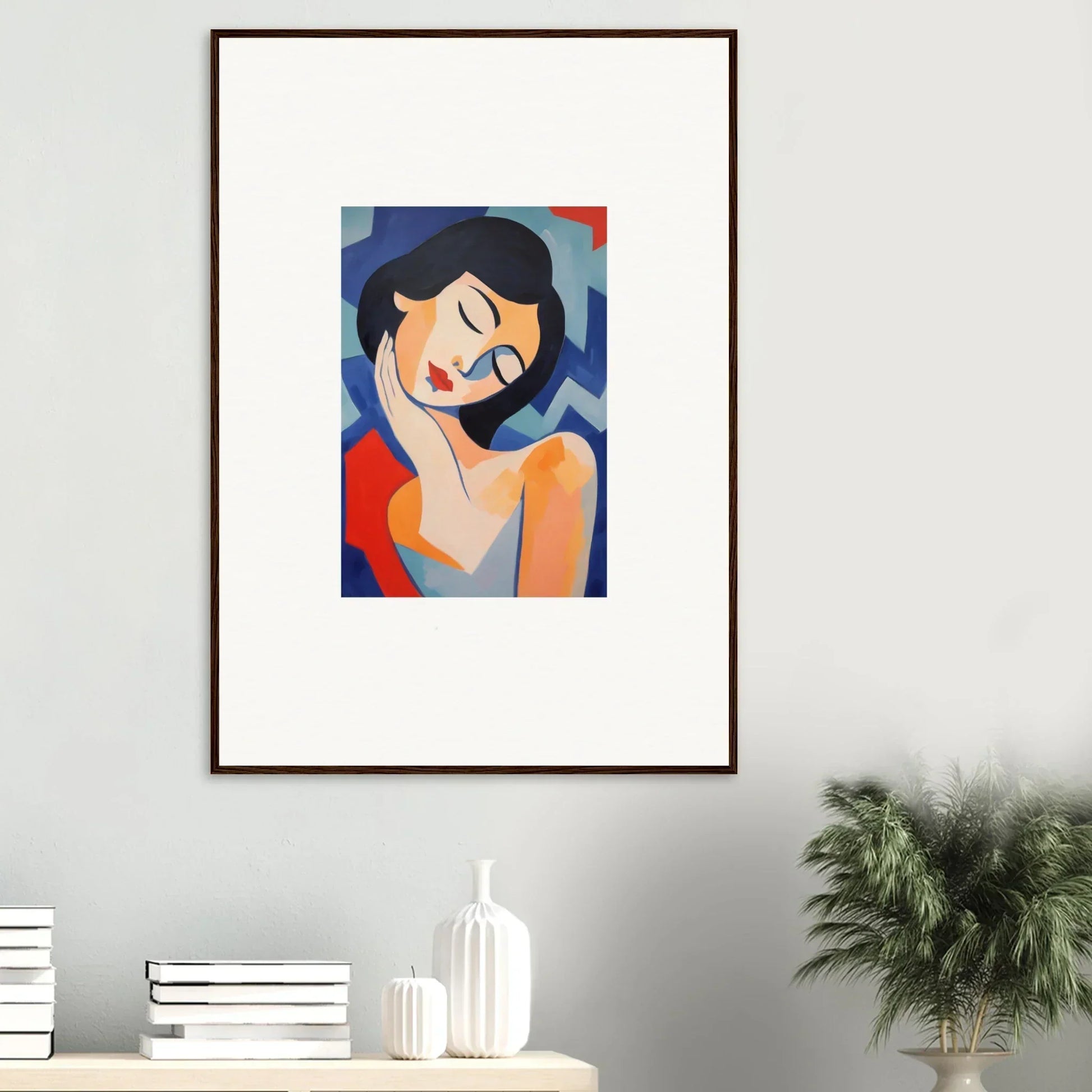 Framed abstract portrait painting for dreamy room decoration in Drowsy Dreams Elegance