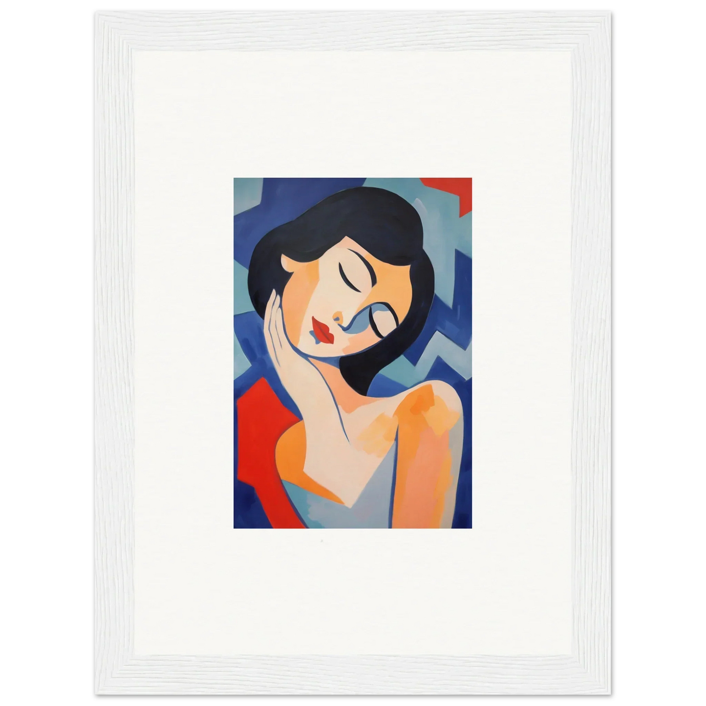 Stylized portrait of a serene woman for dreamy room decoration canvas print