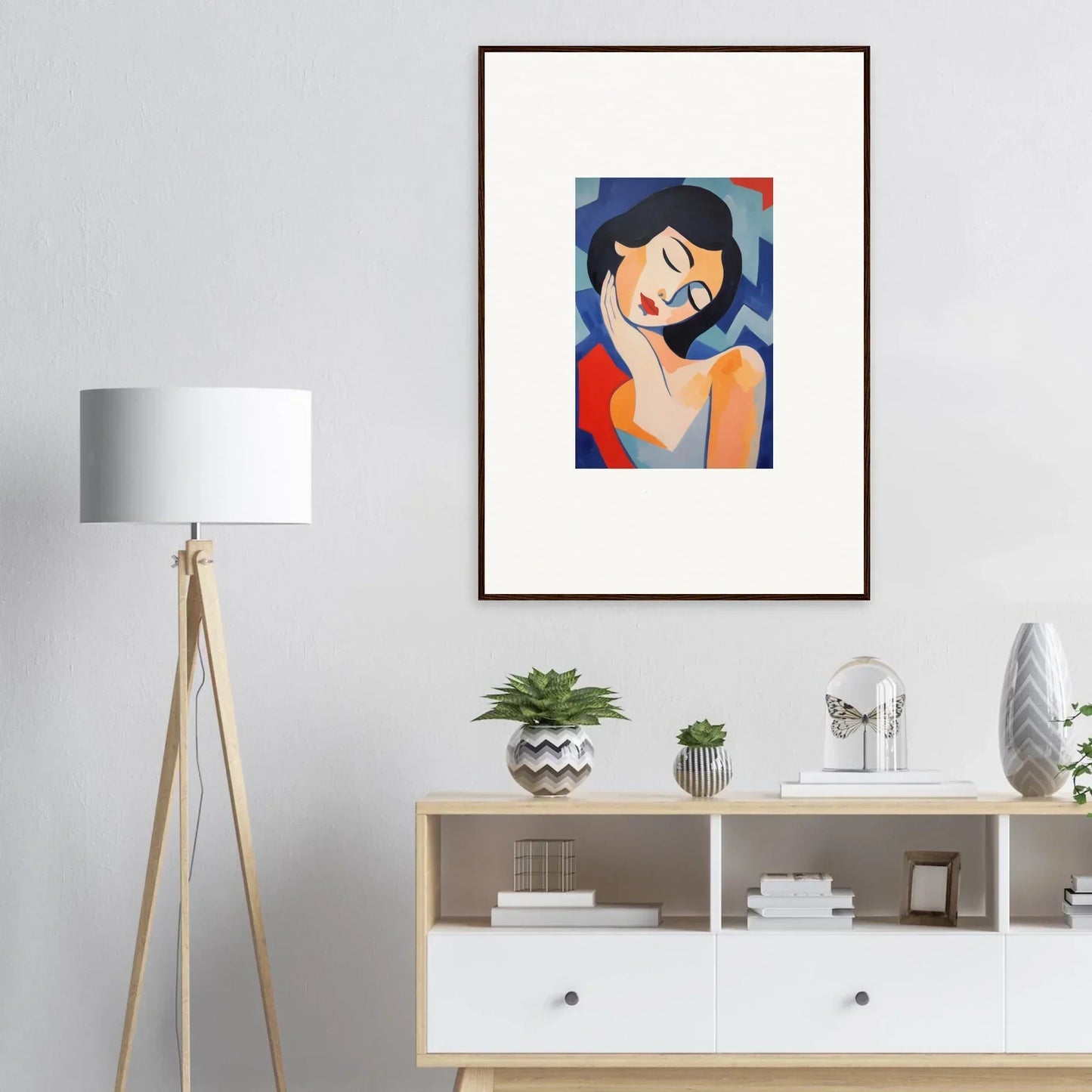 Vibrant abstract canvas print of a woman for dreamy room decoration and elegance