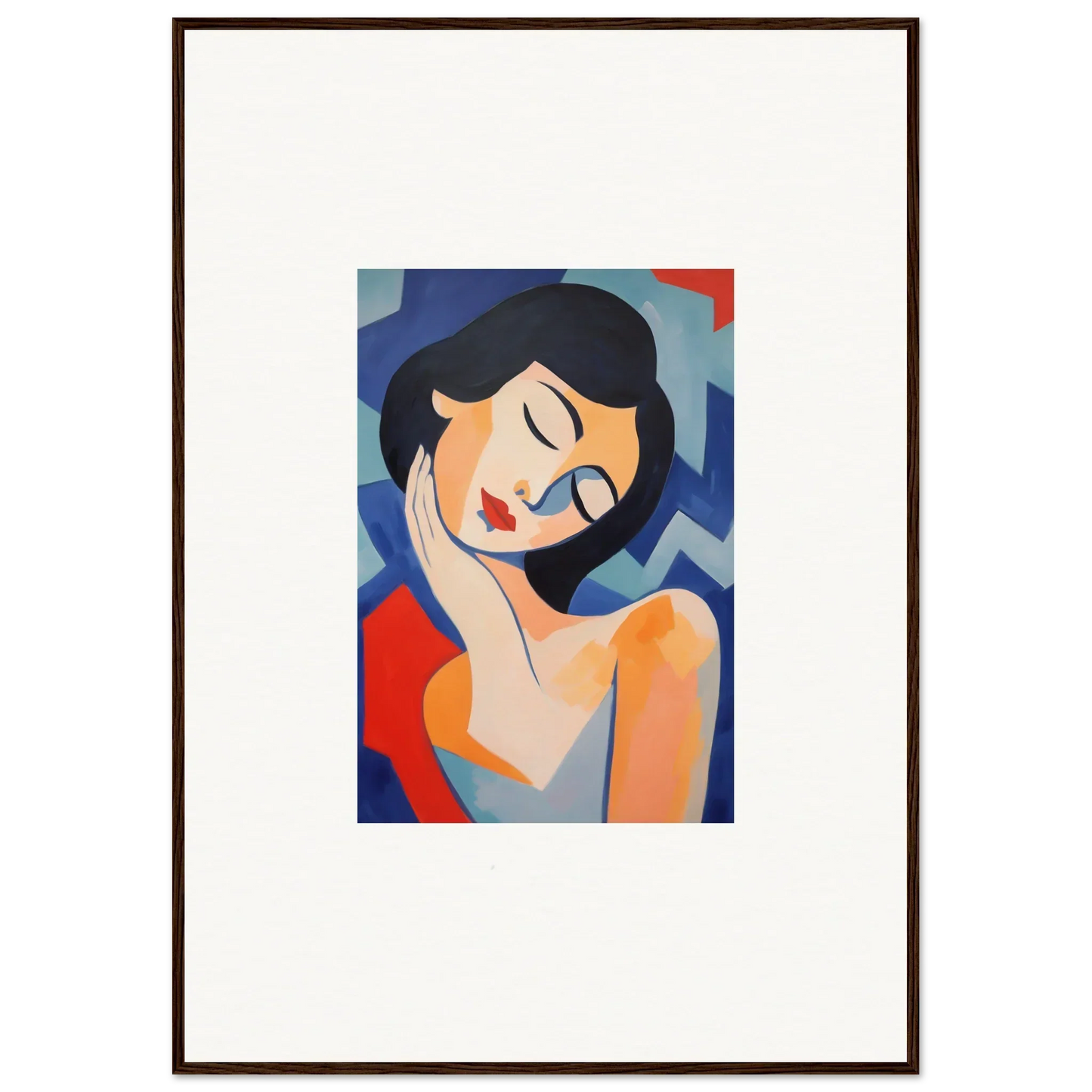 Stylized portrait painting of a serene woman, perfect for Dreams Elegance room decoration