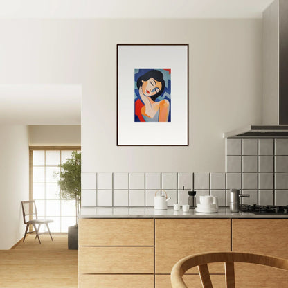 Framed colorful canvas print of a smiling person, perfect for dreams elegance room decoration