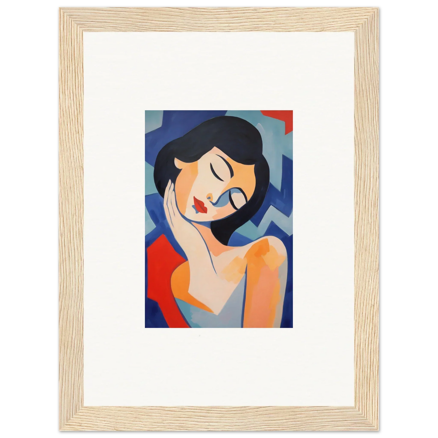 Framed canvas print of a woman in Drowsy Dreams Elegance for chic room decoration