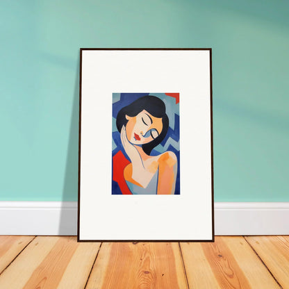 Framed abstract portrait of a woman with closed eyes for dreams elegance room decoration