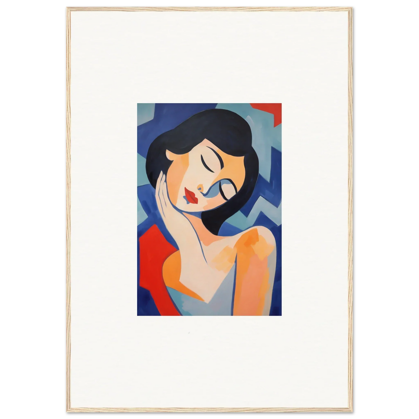 Stylized portrait of a serene woman, perfect for dreams elegance room decoration canvas print