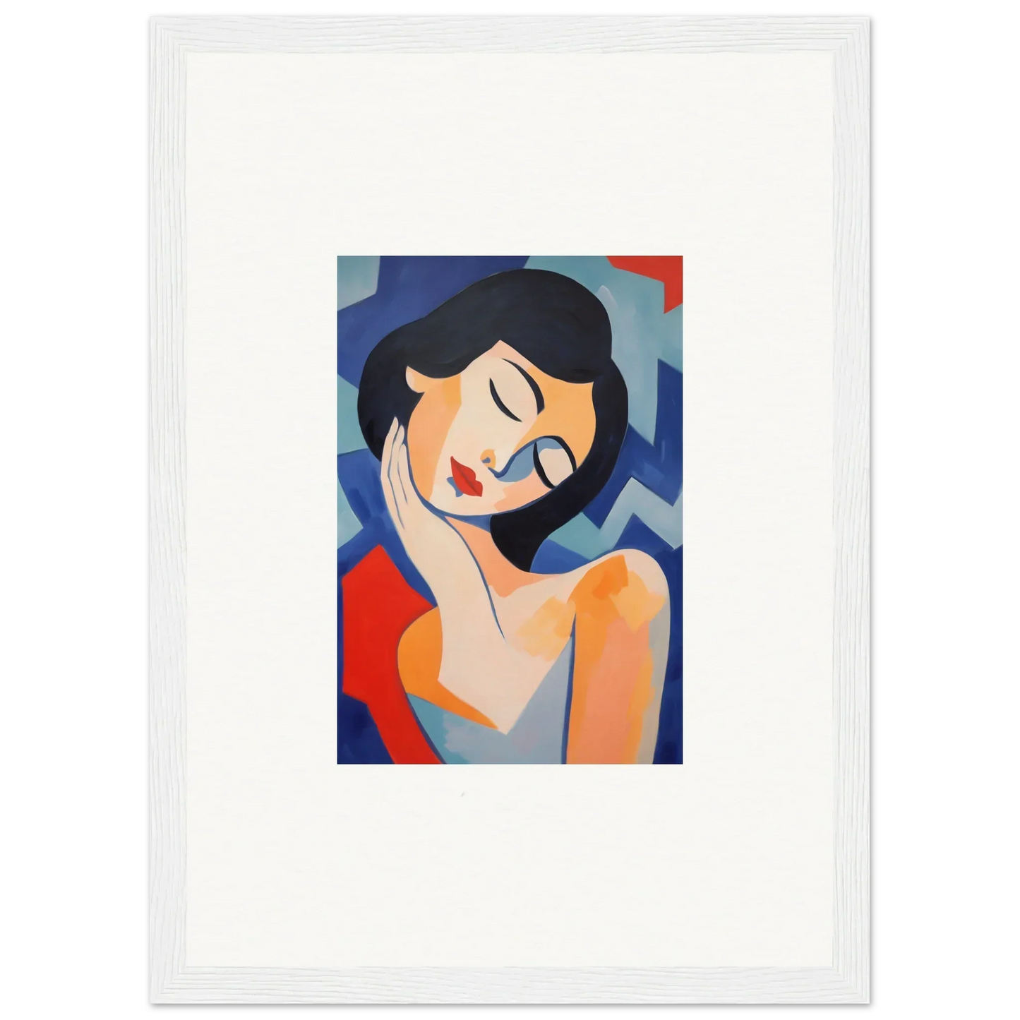 Stylized portrait of a serene woman for dreamy room decoration canvas print