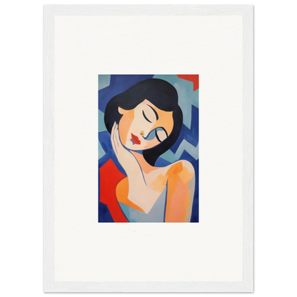 Stylized portrait of a serene woman for dreamy room decoration canvas print