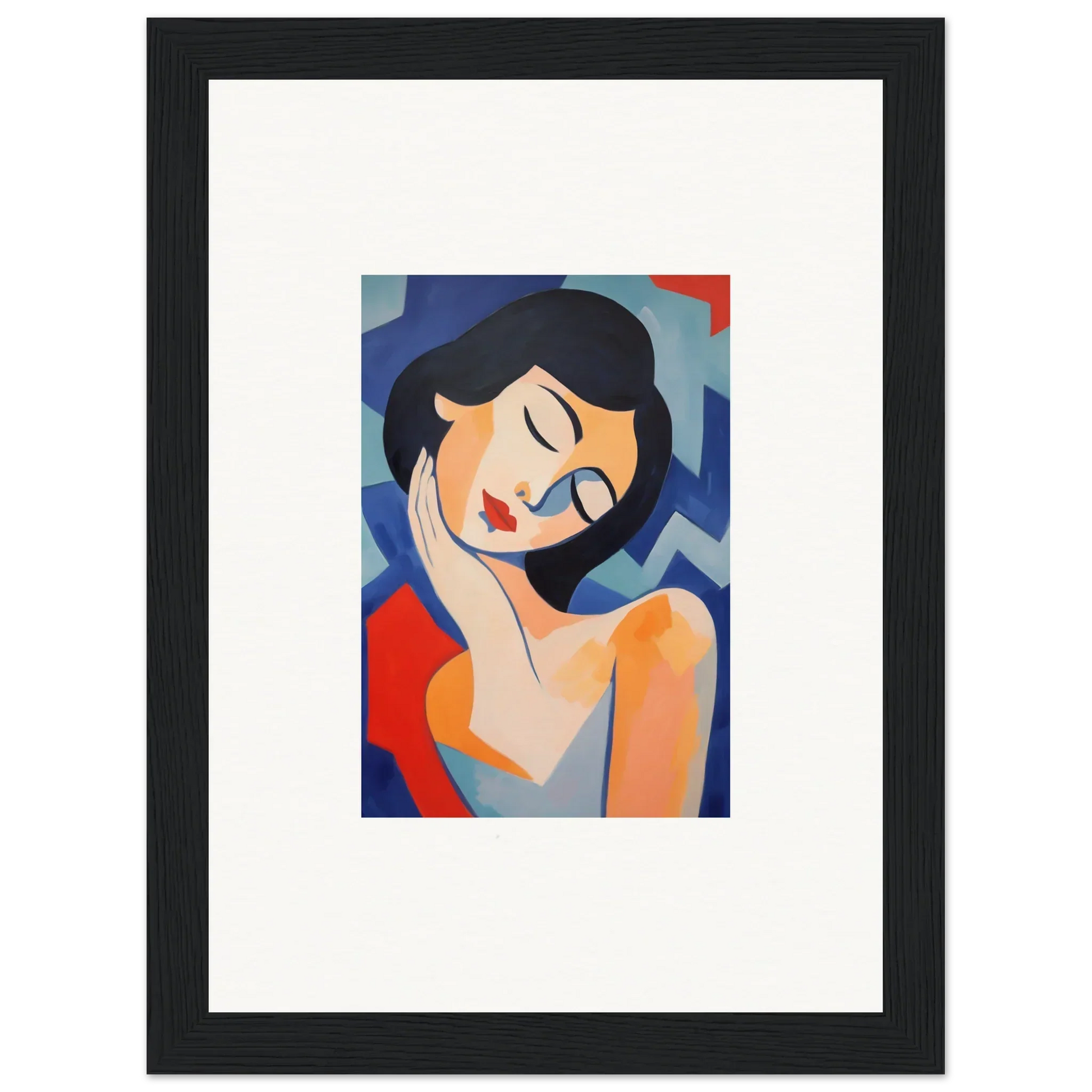 Stylized portrait of a woman in vibrant colors for dreamy room decoration canvas print