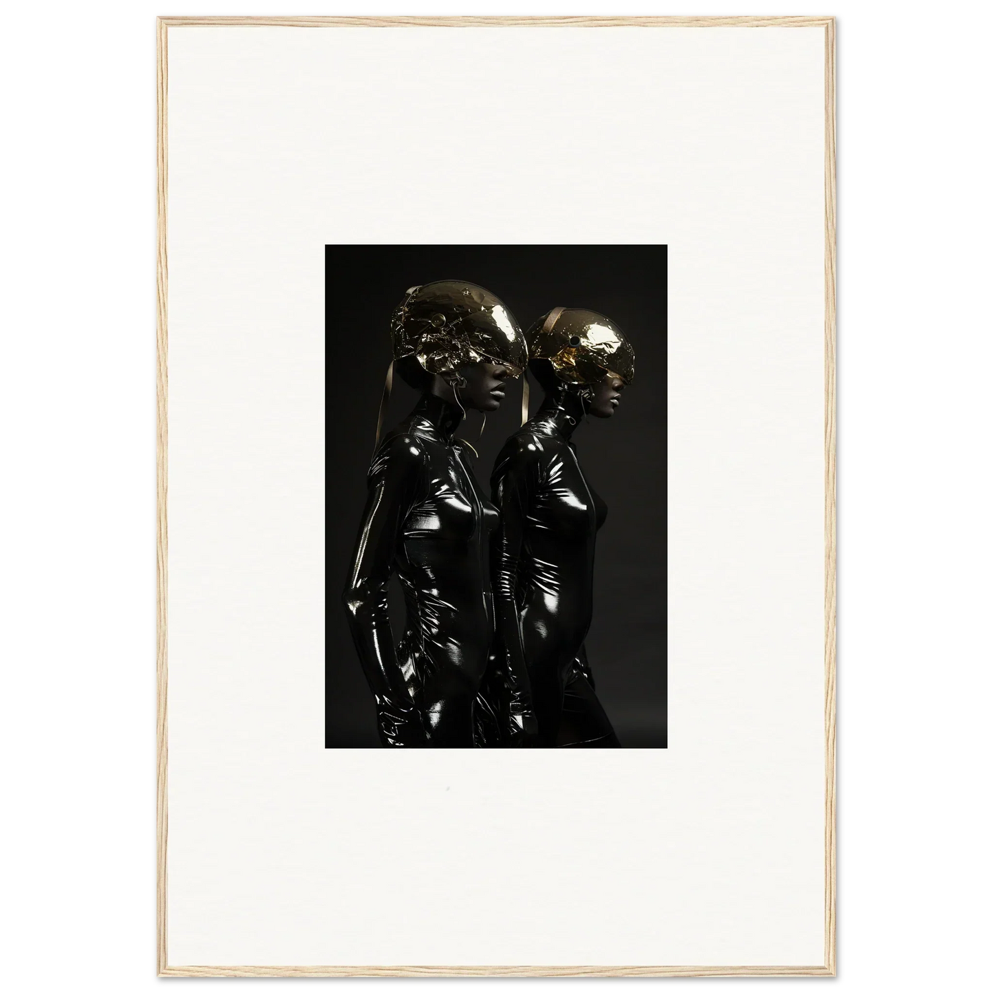 Dark metallic sculpture depicting two closely positioned figures with rounded forms.