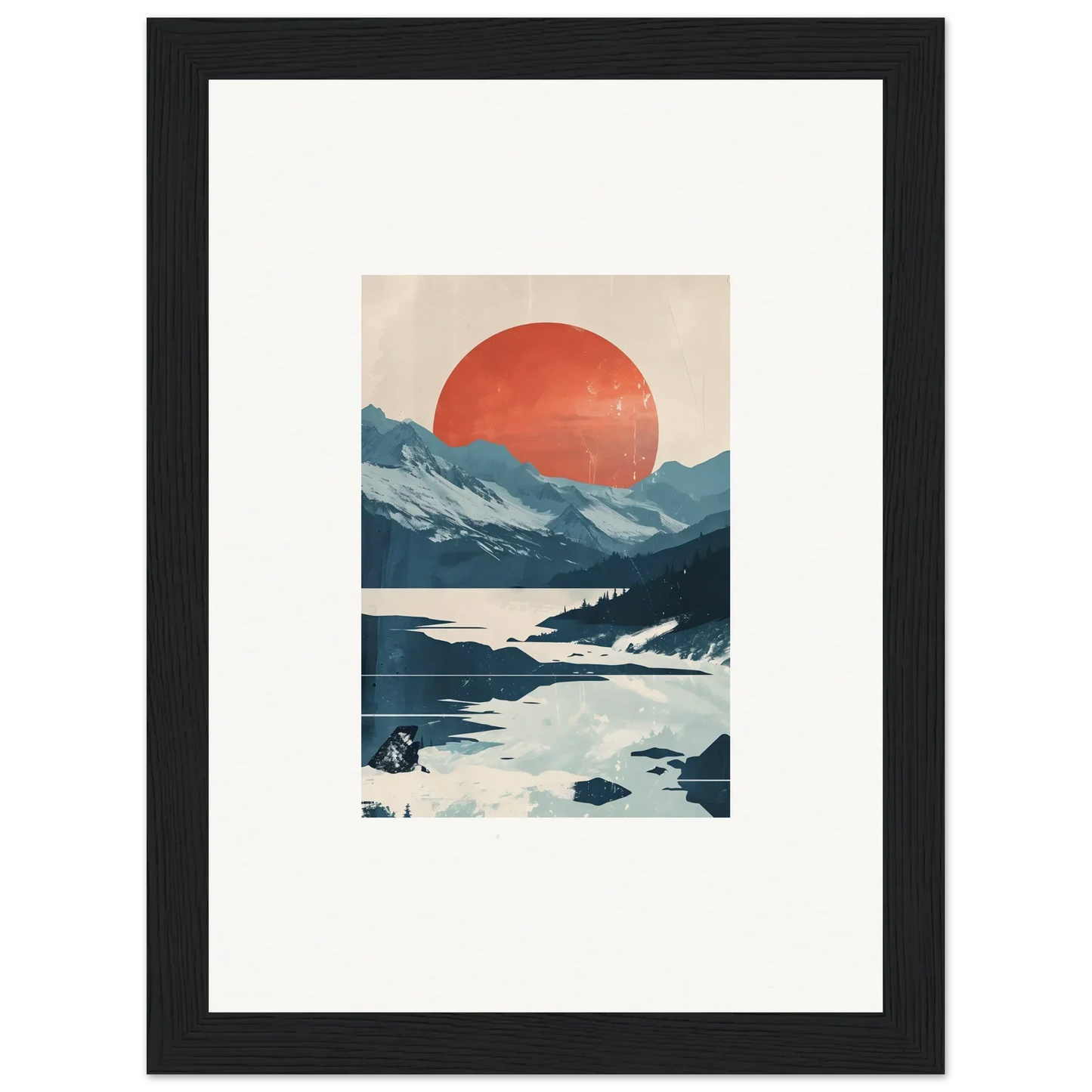 Framed canvas print of a mountainous landscape, perfect for celestial reverie room decoration