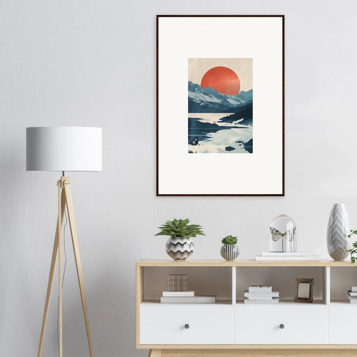 Framed canvas print of Dusky Celestial Reverie with a stunning mountain landscape