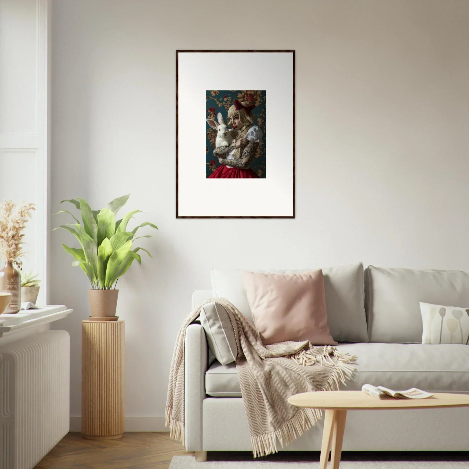 Framed canvas print of a woman and child, perfect for rabbit dreams room decoration