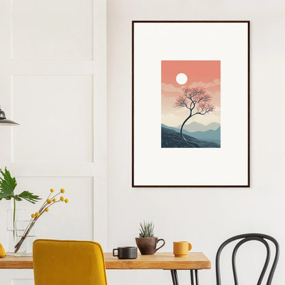 Framed wall art featuring a silhouetted tree at sunset for inspiring room decor