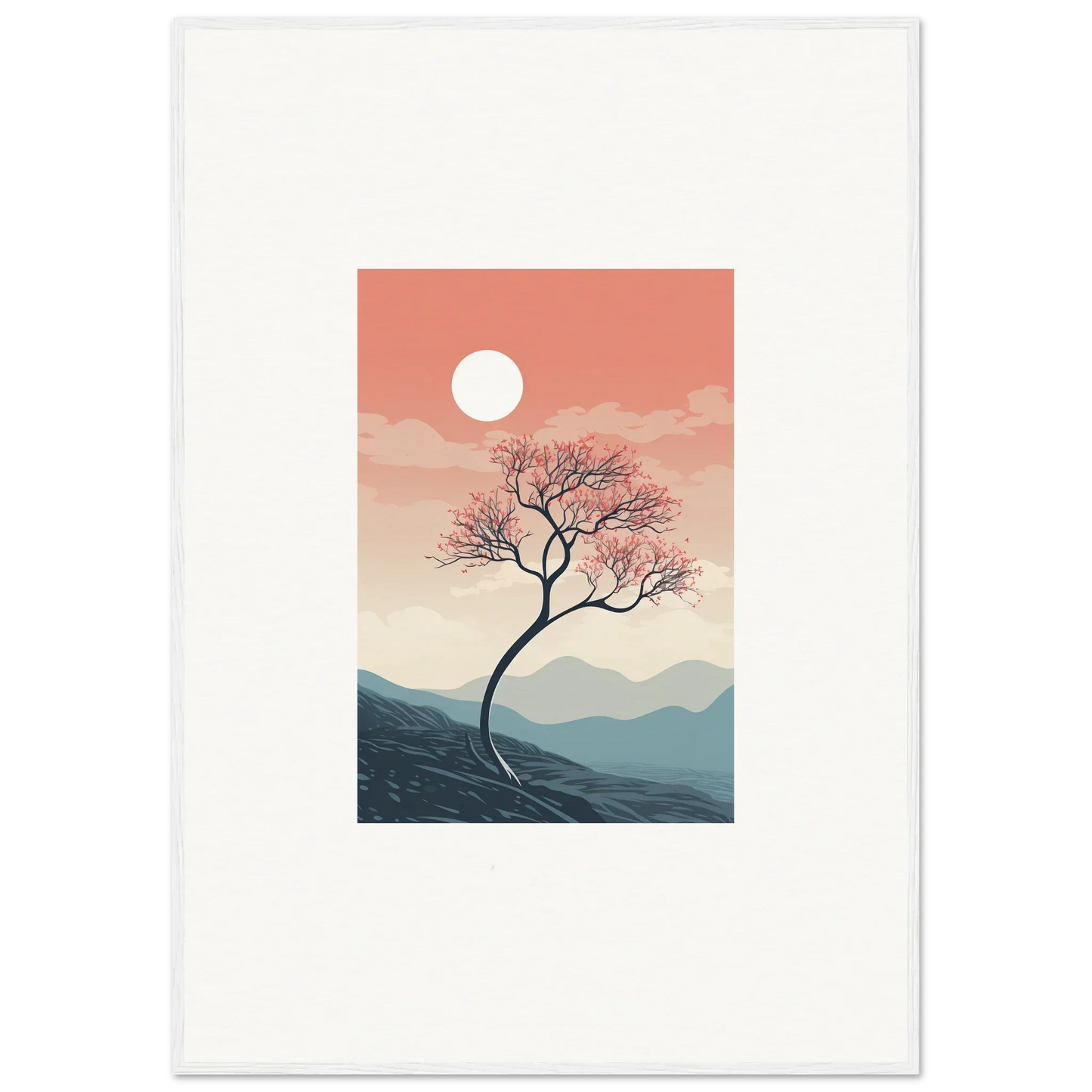 Lone tree with bare branches at sunset, perfect for Spirits Enrage framed wall art