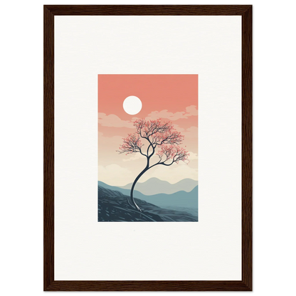 Lone tree silhouette at sunset, perfect for spirits enrage room decor and framed wall art