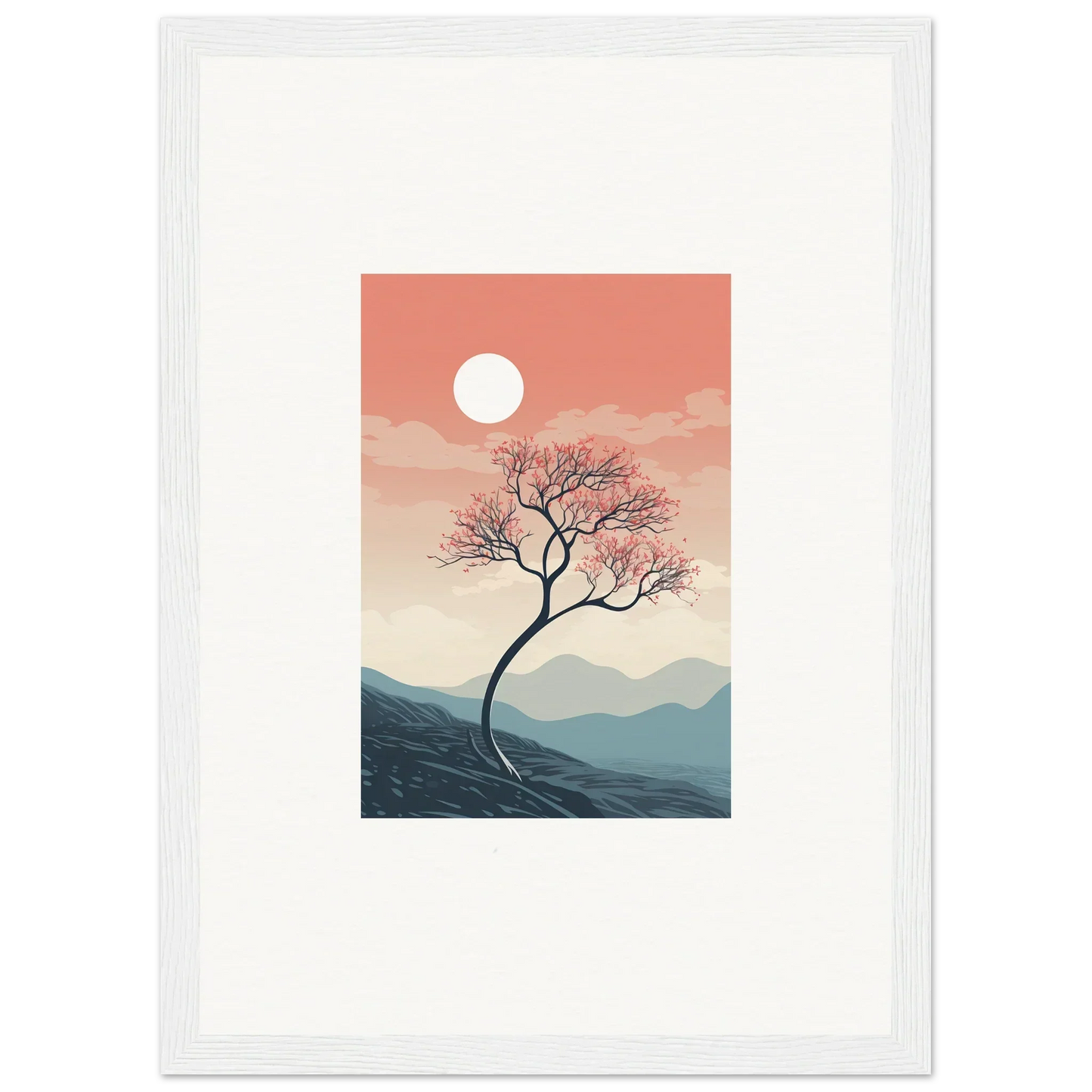 Lone tree silhouette at sunset, perfect for spirits enrage room decor or framed wall art