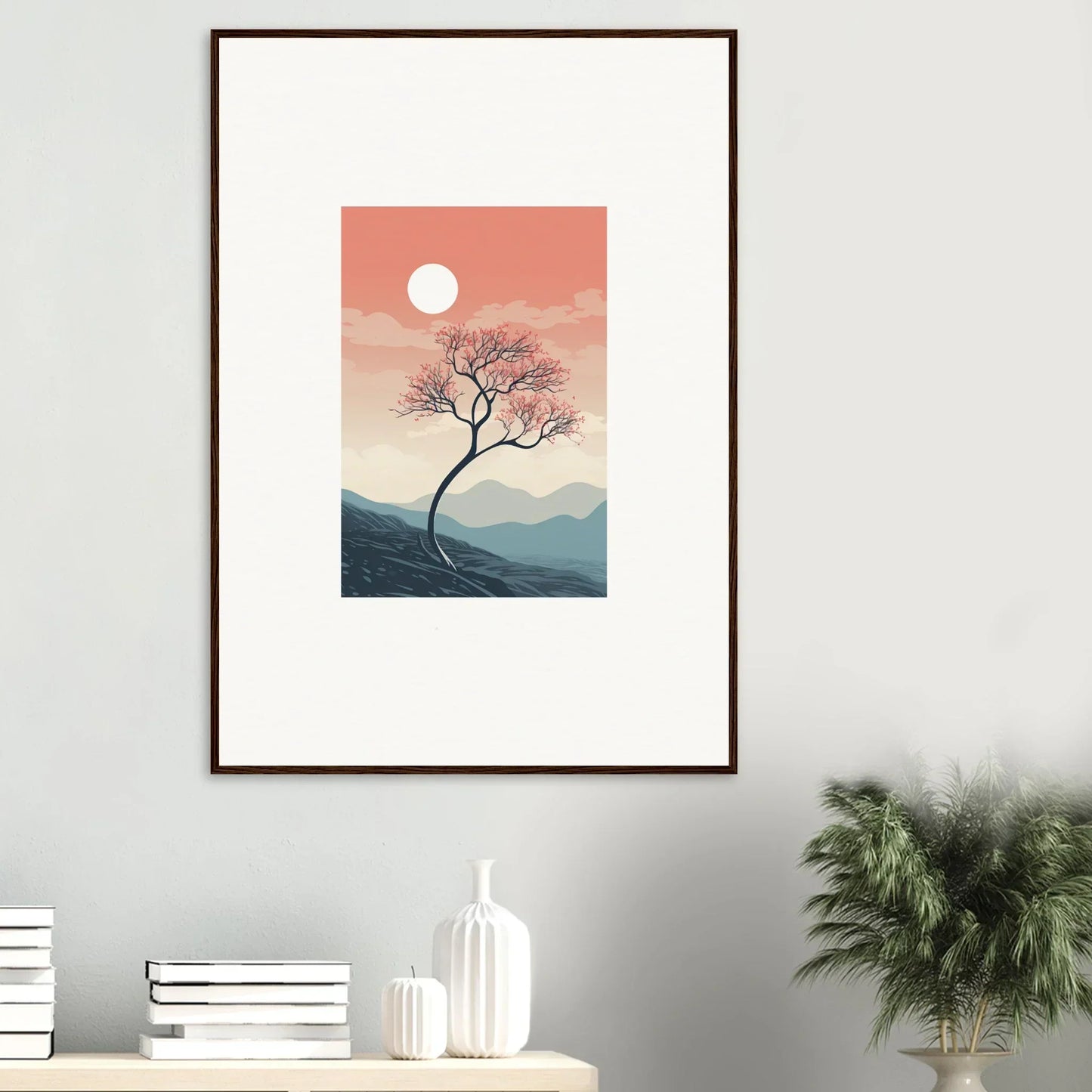 Framed wall art of a solitary tree at sunset for beautiful room decor, Spirits Enrage