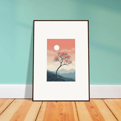 Framed wall art of a tree silhouette at sunset, perfect for spirits enrage room decor