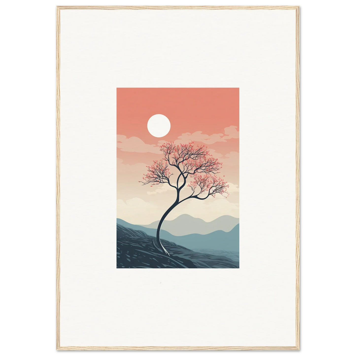 Lone tree silhouette at sunset for spirits enrage framed wall art room decor