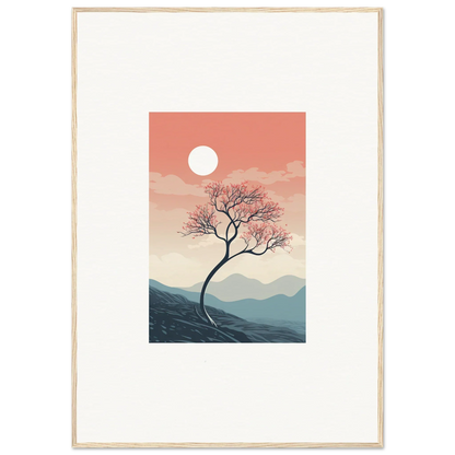 Lone tree silhouette at sunset for spirits enrage framed wall art room decor