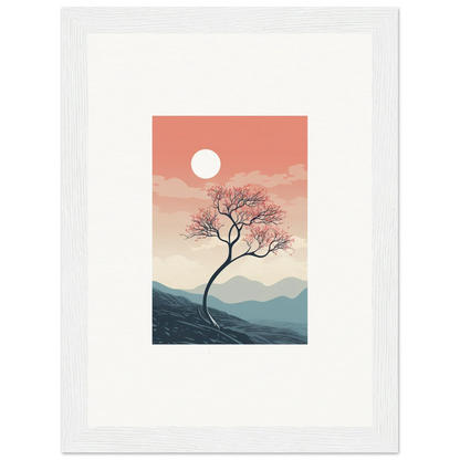 Framed wall art of a lone tree at sunset for unique room decor, Spirits Enrage design