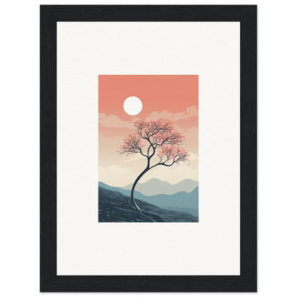 Framed wall art of a lone tree silhouette at sunset for enchanting room decor