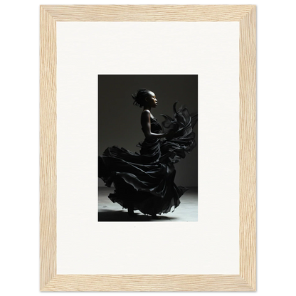 Silhouette of a flamenco dancer in a flowing dress, captured mid-motion.