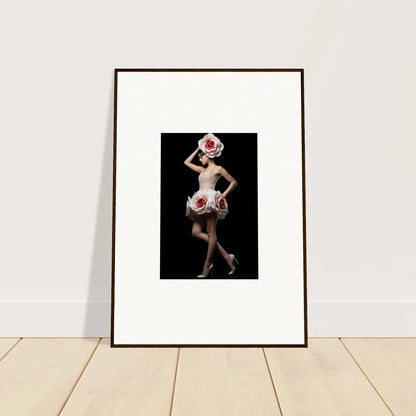 Framed wall art of a person in a floral costume for vibrant room decor, Chaos Womb