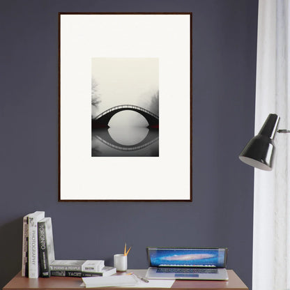 Framed black and white bridge photo for stylish room decoration or echo distance canvas print