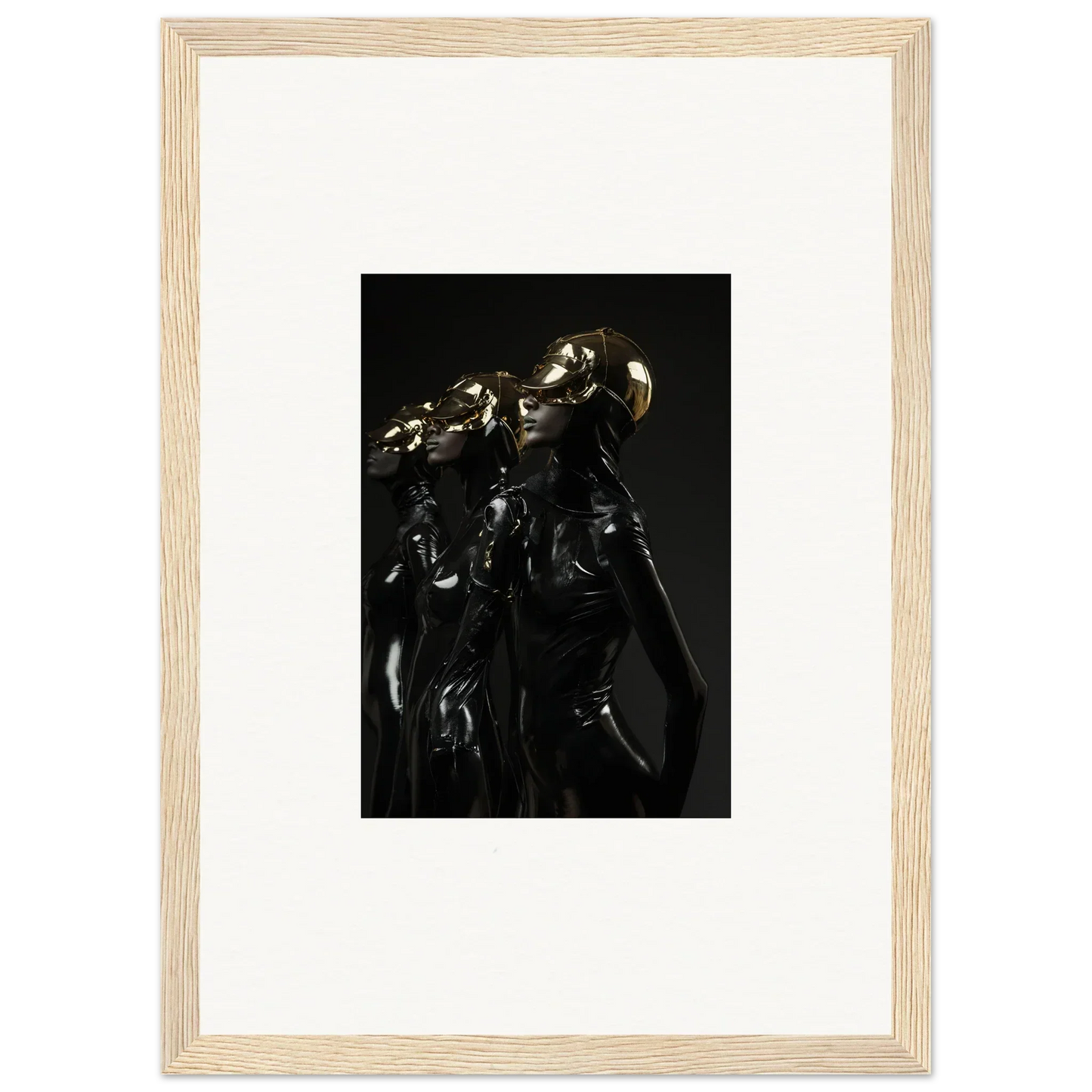 Framed artwork depicting dark, shadowy figures in a dramatic pose.